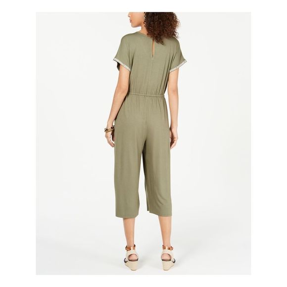 STYLE & COMPANY Womens Green Short Sleeve V Neck Straight leg Jumpsuit M - Picture 2 of 4
